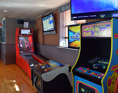 Skee Ball, Golf, and Ms. Pac Man Arcade Games